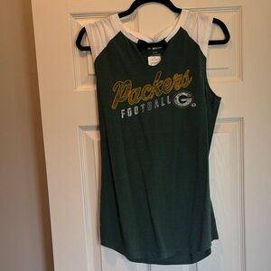 NWT Packers Football Green & White Tank